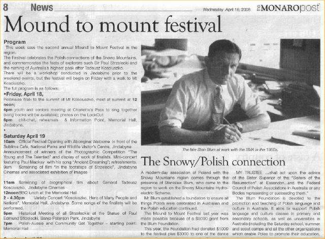 Monaro Post przeznaczy�o naprawd� du�o miejsca na informacje  o S. Blumie oraz Festiwalu.