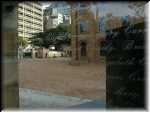 Famine Memorial with its glass wall photographed by Dr Richard Reid. 